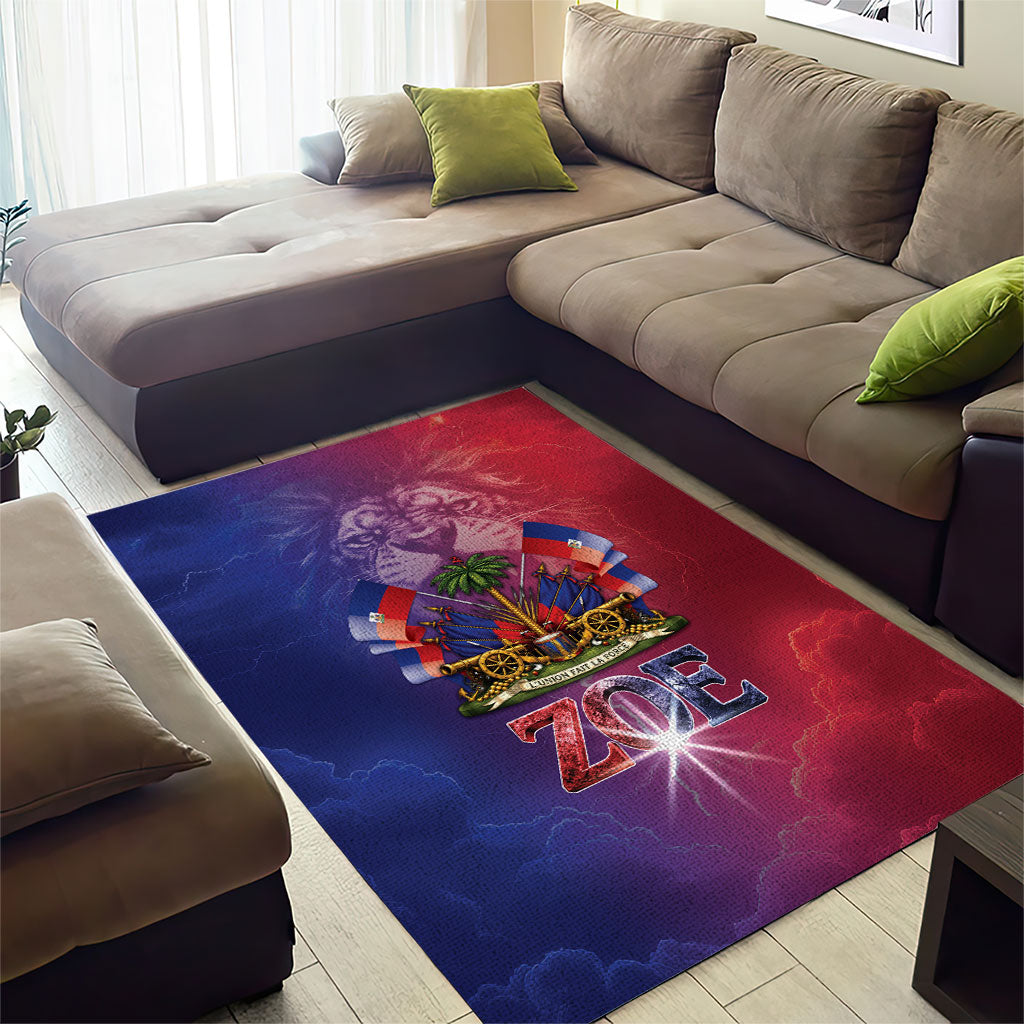 Haitian Zoe Area Rug Roaring Lion With Coat Of Arms