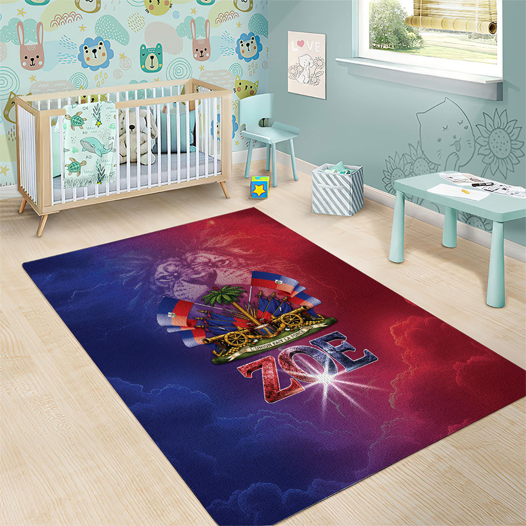 Haitian Zoe Area Rug Roaring Lion With Coat Of Arms