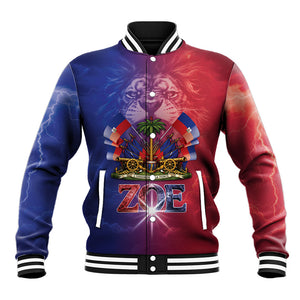 Haitian Zoe Baseball Jacket Roaring Lion With Coat Of Arms