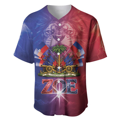 Haitian Zoe Baseball Jersey Roaring Lion With Coat Of Arms