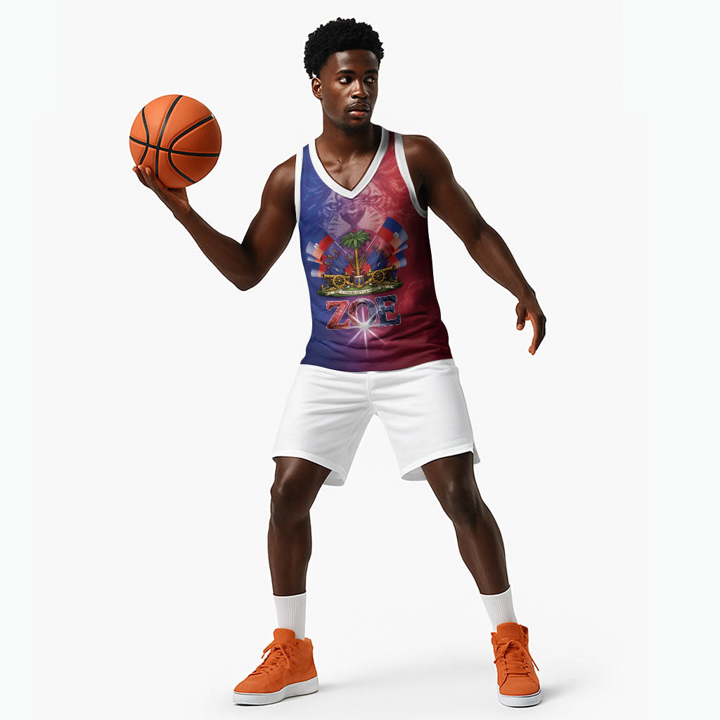 Haitian Zoe Basketball Jersey Roaring Lion With Coat Of Arms