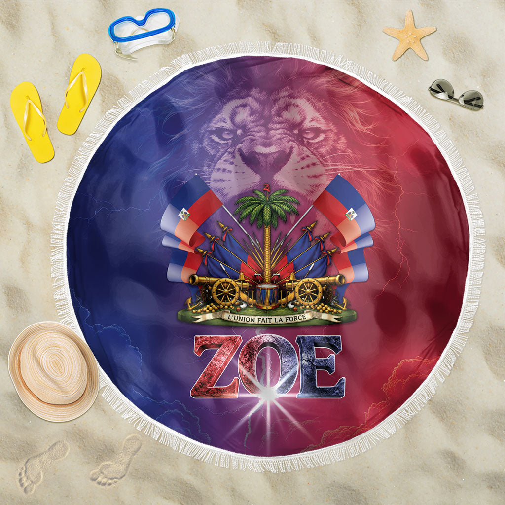 Haitian Zoe Beach Blanket Roaring Lion With Coat Of Arms