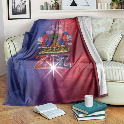 Haitian Zoe Blanket Roaring Lion With Coat Of Arms