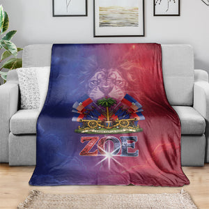 Haitian Zoe Blanket Roaring Lion With Coat Of Arms