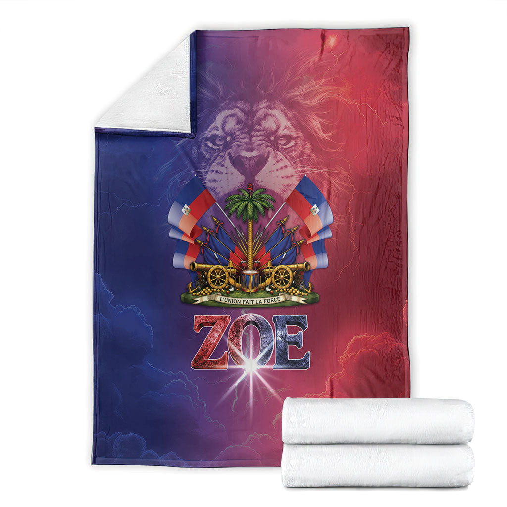 Haitian Zoe Blanket Roaring Lion With Coat Of Arms