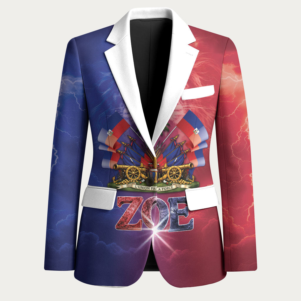 Haitian Zoe Blazer Roaring Lion With Coat Of Arms