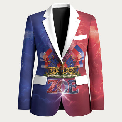 Haitian Zoe Blazer Roaring Lion With Coat Of Arms