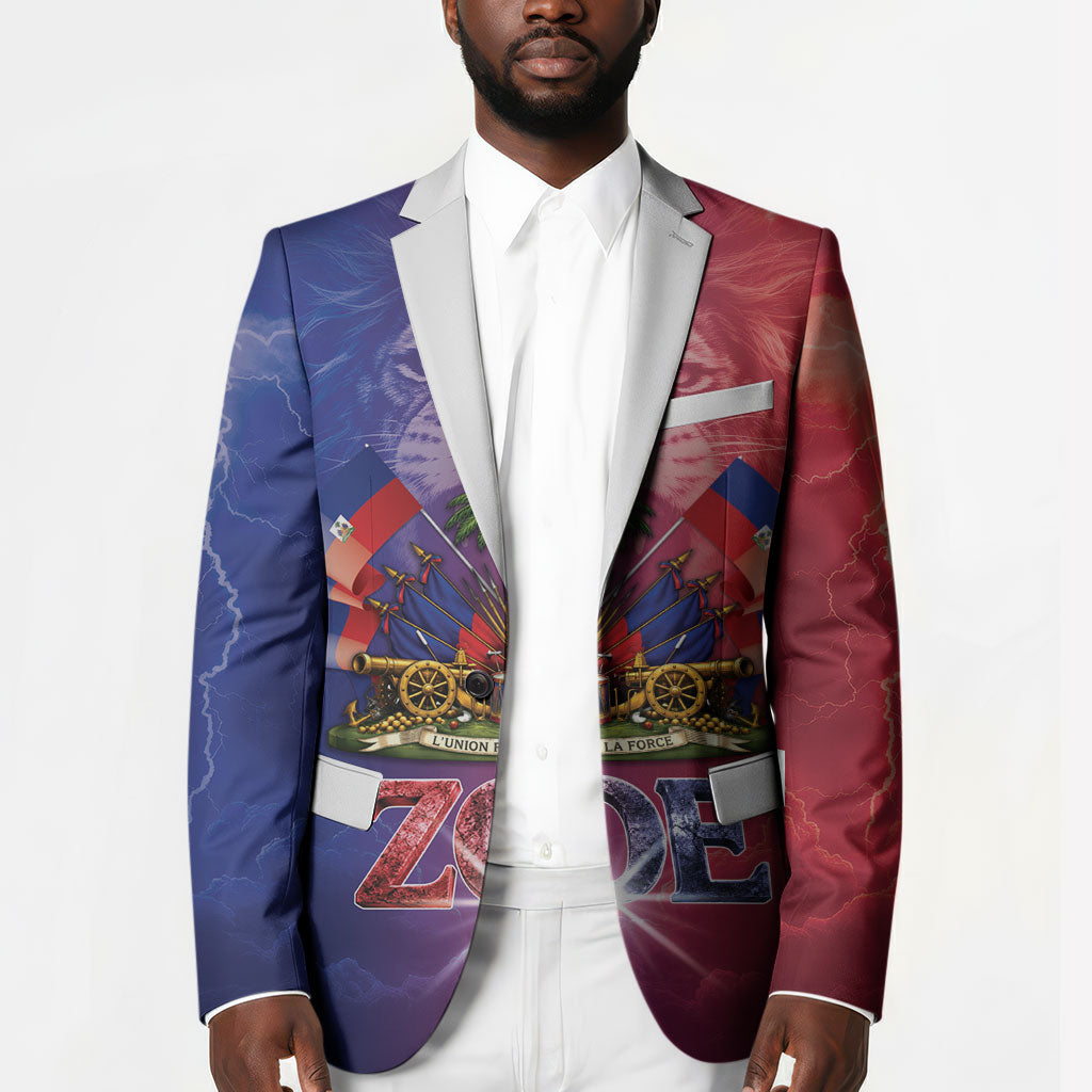 Haitian Zoe Blazer Roaring Lion With Coat Of Arms