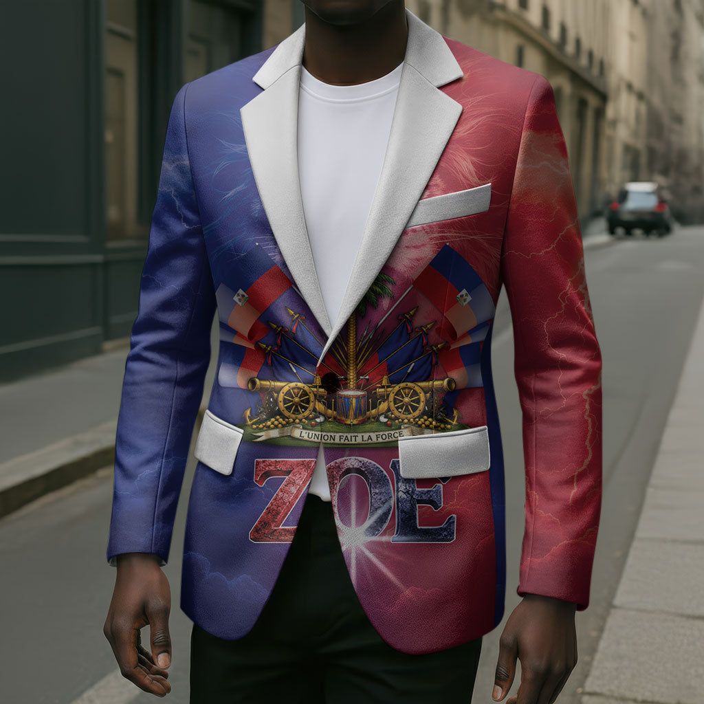 Haitian Zoe Blazer Roaring Lion With Coat Of Arms