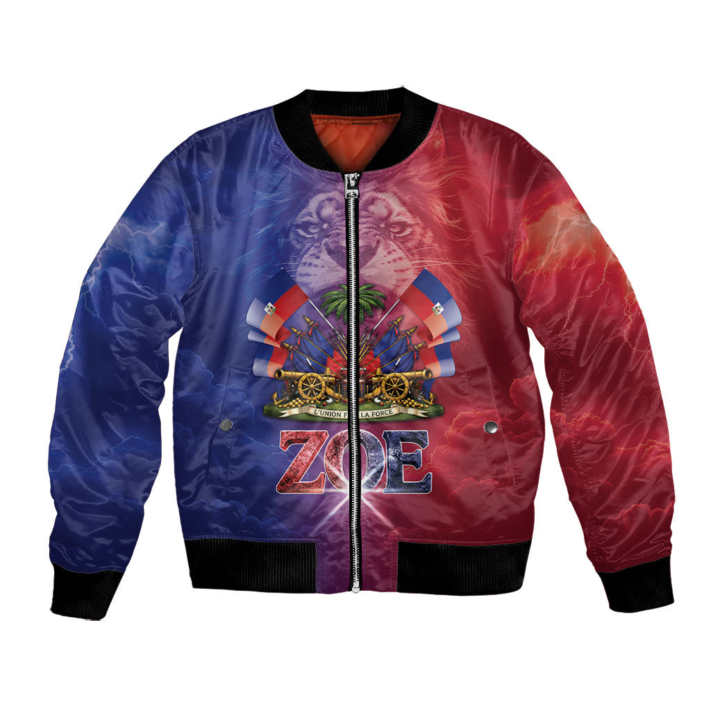 Haitian Zoe Bomber Jacket Roaring Lion With Coat Of Arms