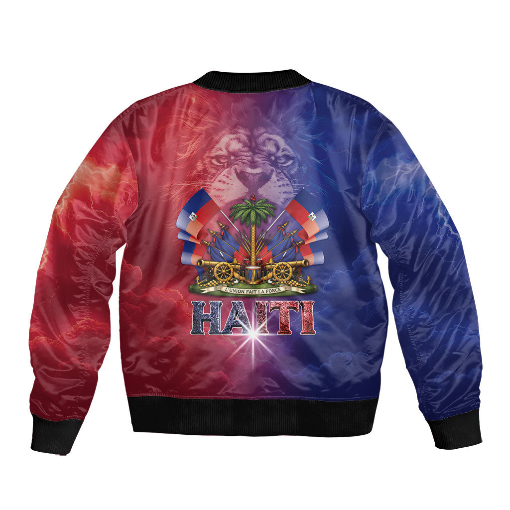 Haitian Zoe Bomber Jacket Roaring Lion With Coat Of Arms