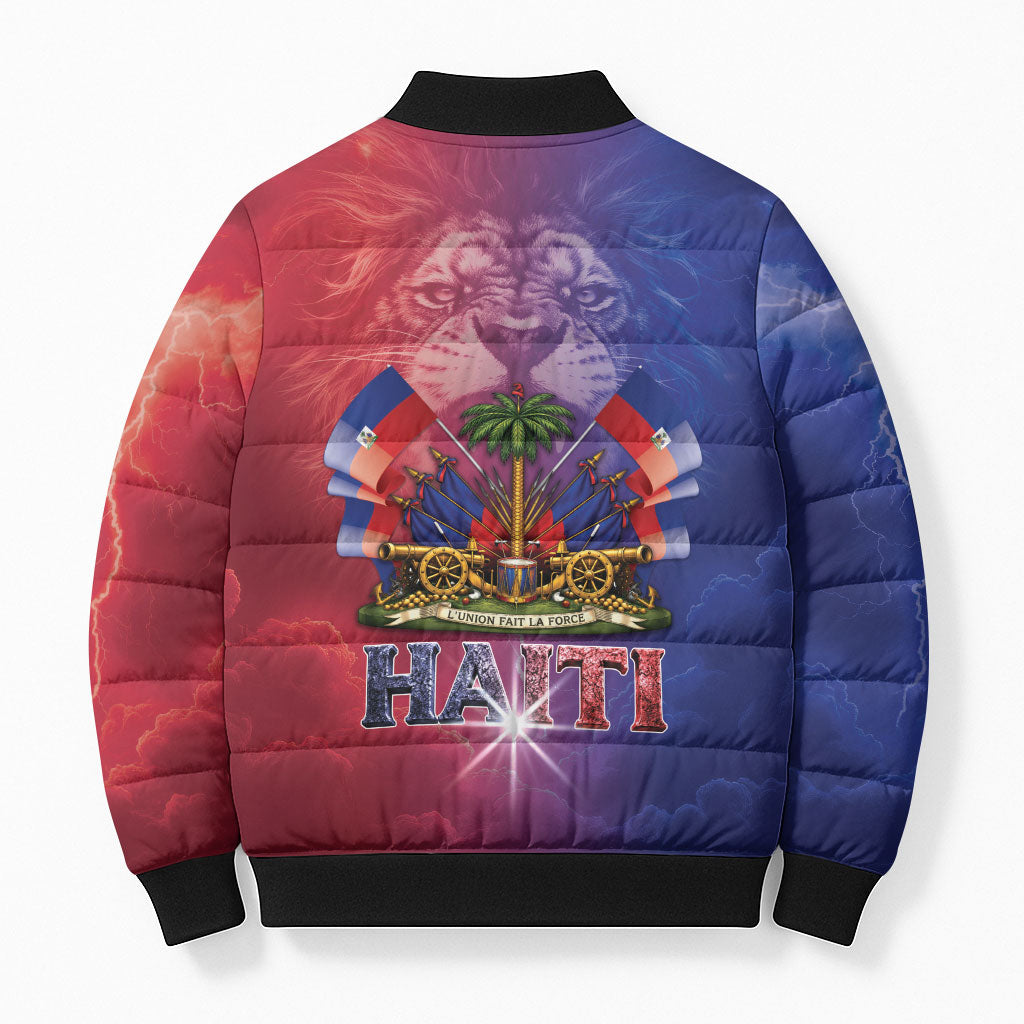 Haitian Zoe Bomber Puffer Jacket Roaring Lion With Coat Of Arms