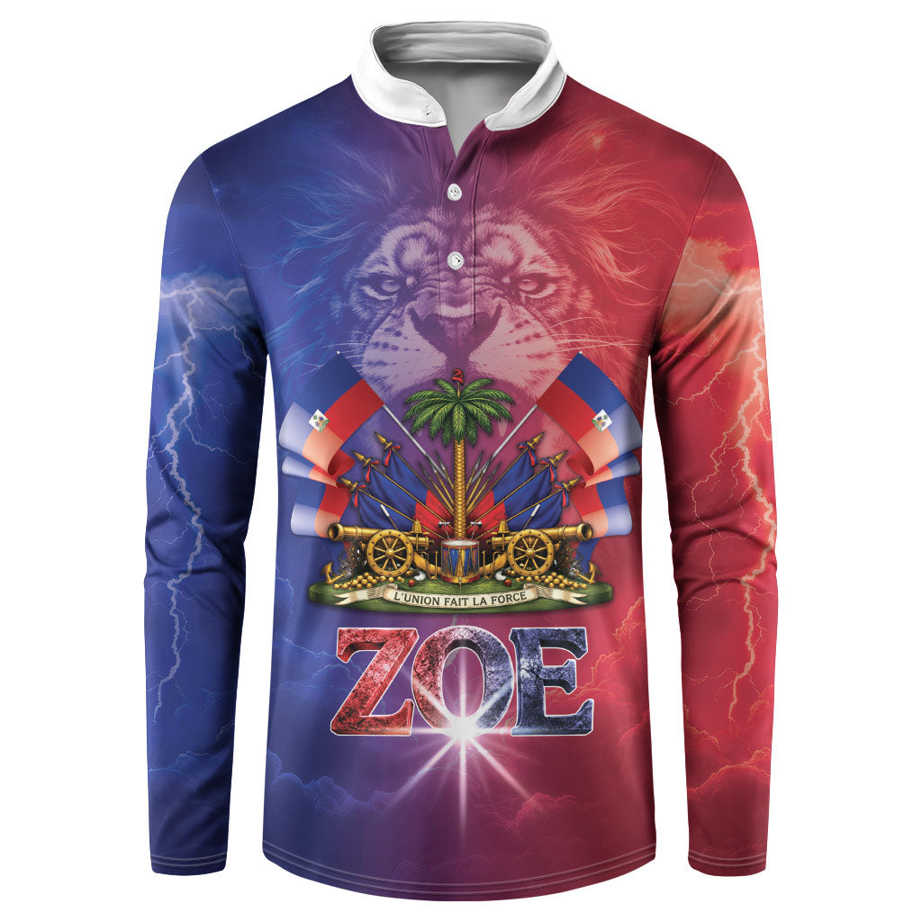 Haitian Zoe Button Sweatshirt Roaring Lion With Coat Of Arms