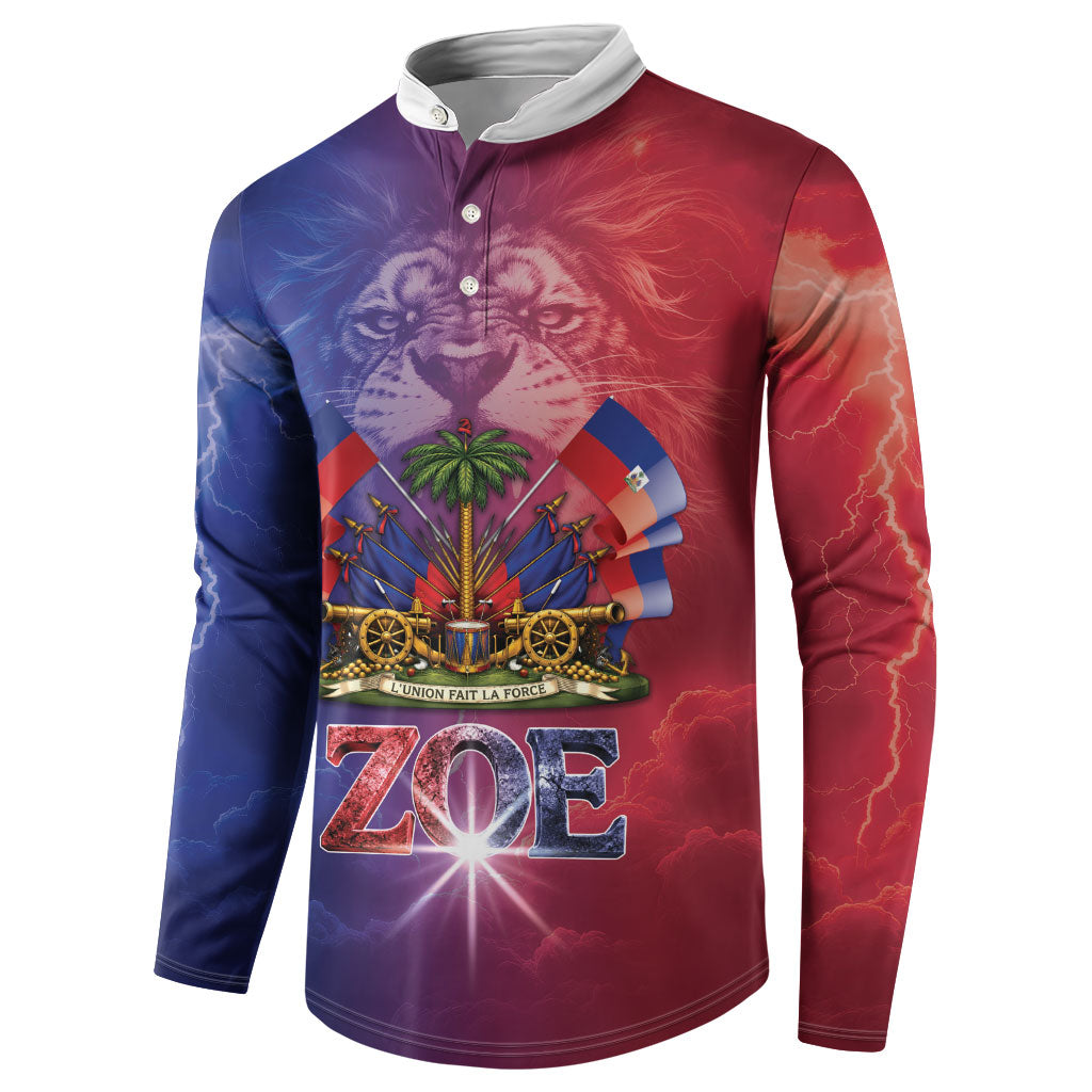 Haitian Zoe Button Sweatshirt Roaring Lion With Coat Of Arms