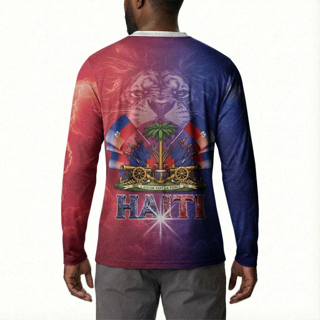 Haitian Zoe Button Sweatshirt Roaring Lion With Coat Of Arms