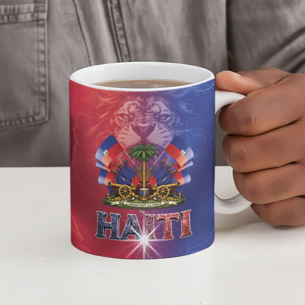 Haitian Zoe Ceramic Mug Roaring Lion With Coat Of Arms