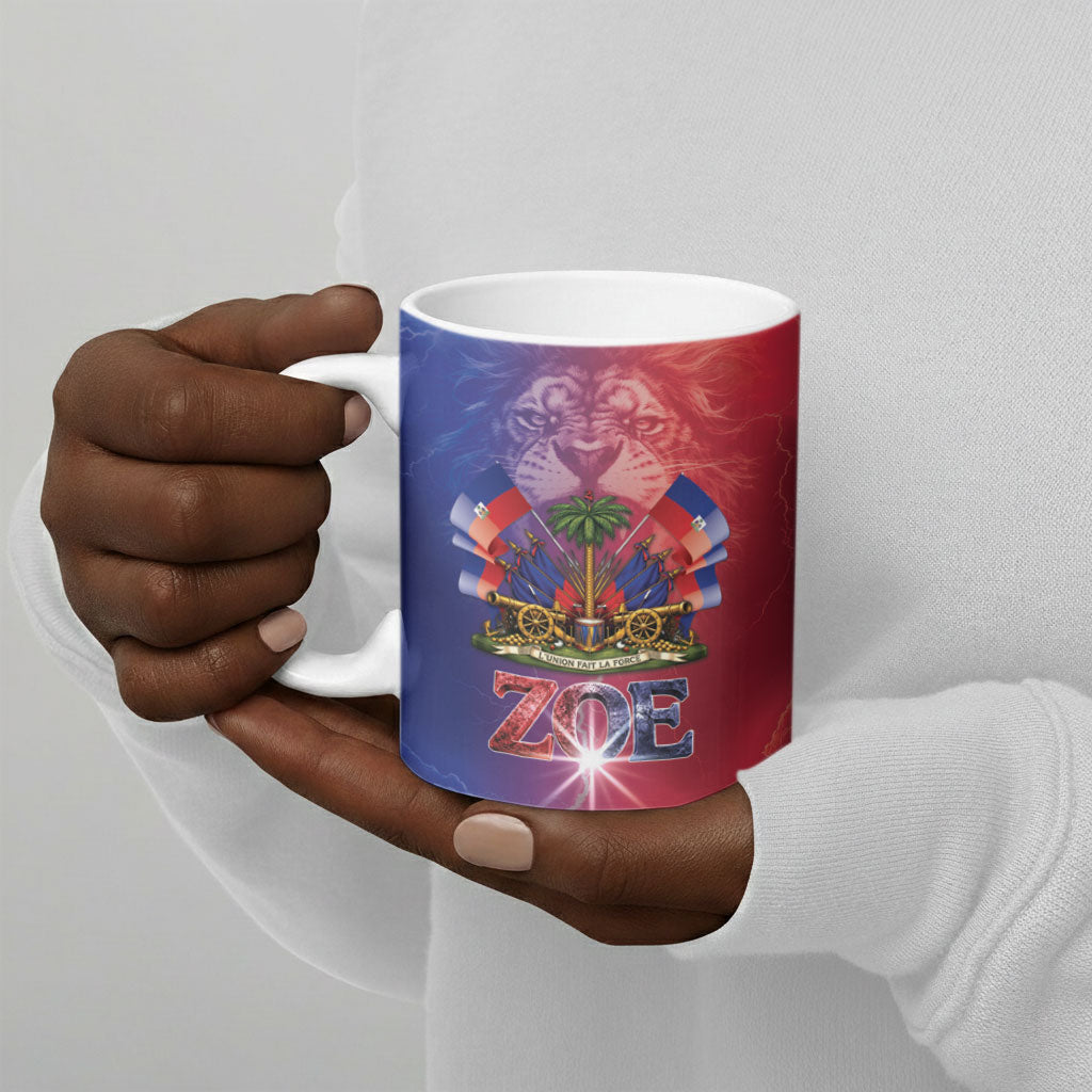 Haitian Zoe Ceramic Mug Roaring Lion With Coat Of Arms