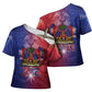 Haitian Zoe Cross Shoulder Shirt Roaring Lion With Coat Of Arms