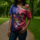 Haitian Zoe Cross Shoulder Shirt Roaring Lion With Coat Of Arms