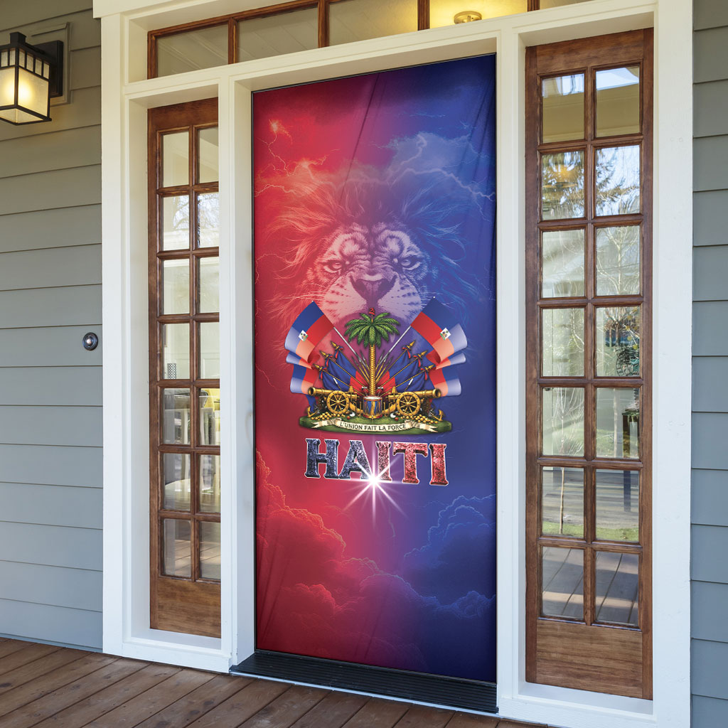 Haitian Zoe Door Cover Roaring Lion With Coat Of Arms