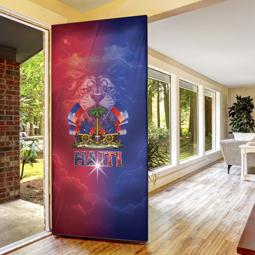 Haitian Zoe Door Cover Roaring Lion With Coat Of Arms