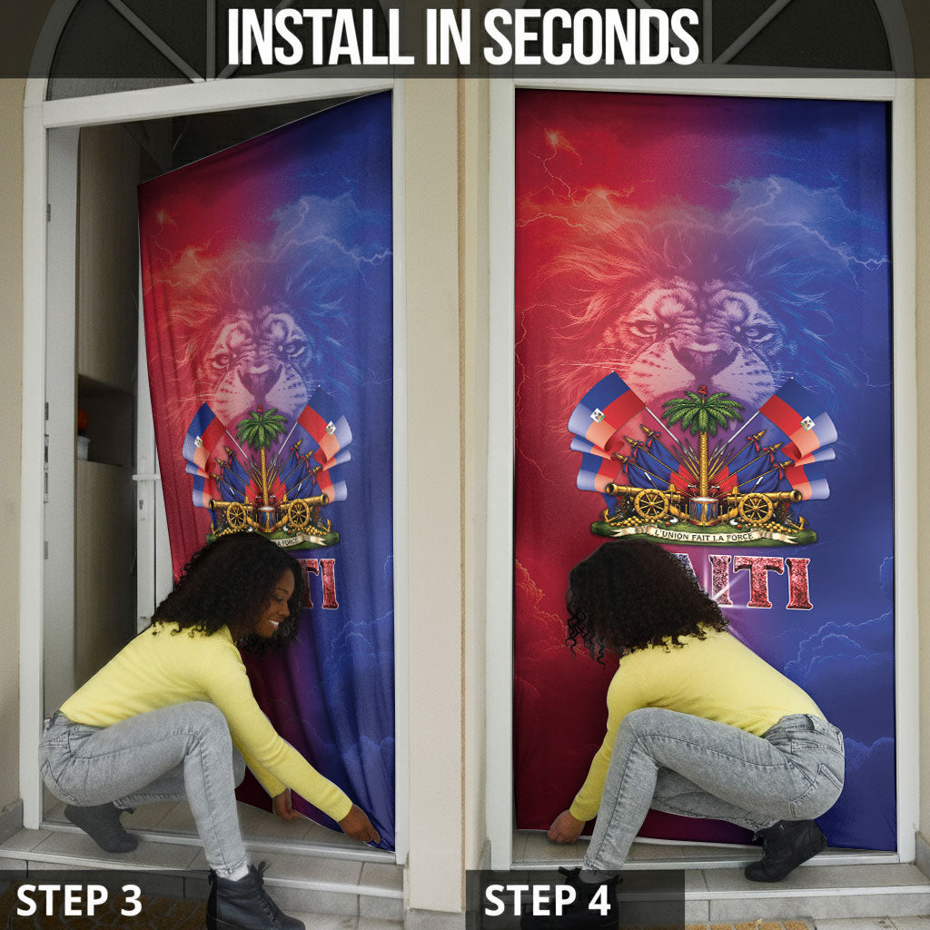 Haitian Zoe Door Cover Roaring Lion With Coat Of Arms