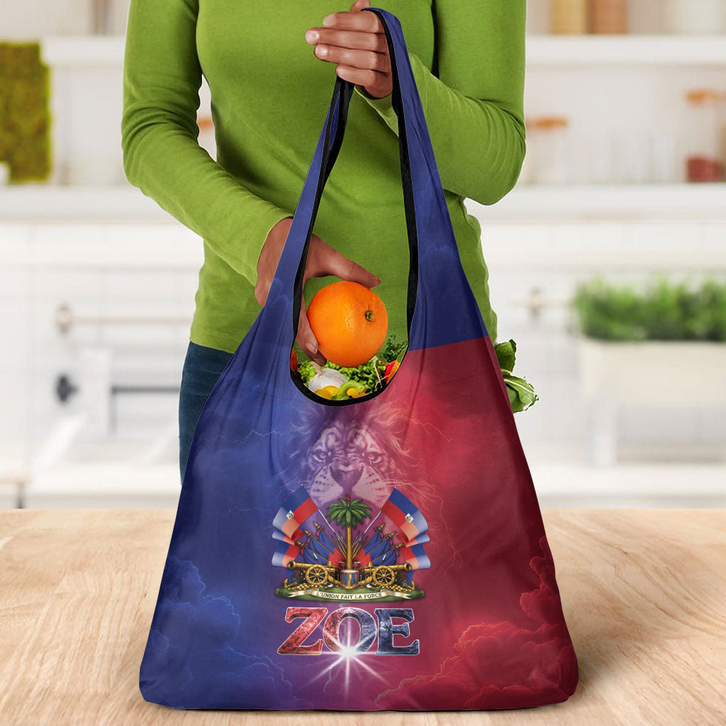 Haitian Zoe Grocery Bag Roaring Lion With Coat Of Arms