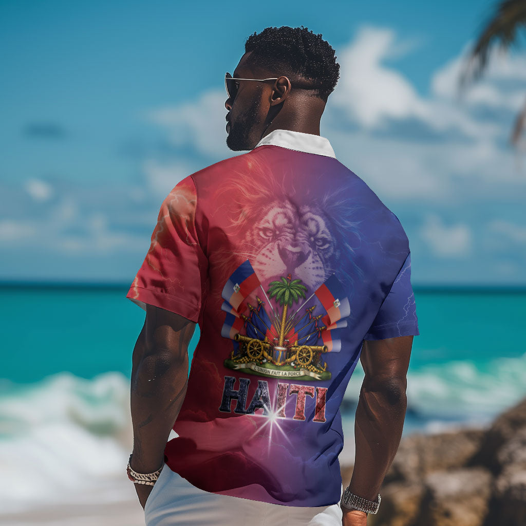 Haitian Zoe Hawaiian Shirt Roaring Lion With Coat Of Arms