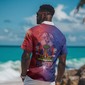 Haitian Zoe Hawaiian Shirt Roaring Lion With Coat Of Arms