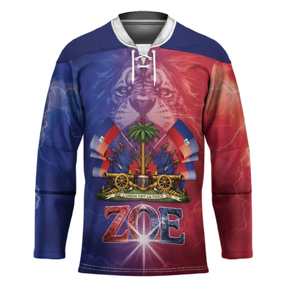 Haitian Zoe Hockey Jersey Roaring Lion With Coat Of Arms