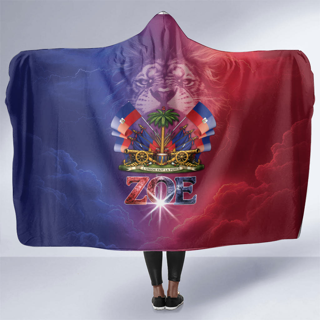 Haitian Zoe Hooded Blanket Roaring Lion With Coat Of Arms