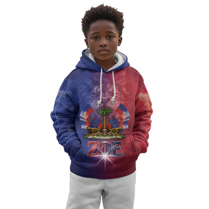 Haitian Zoe Kid Hoodie Roaring Lion With Coat Of Arms