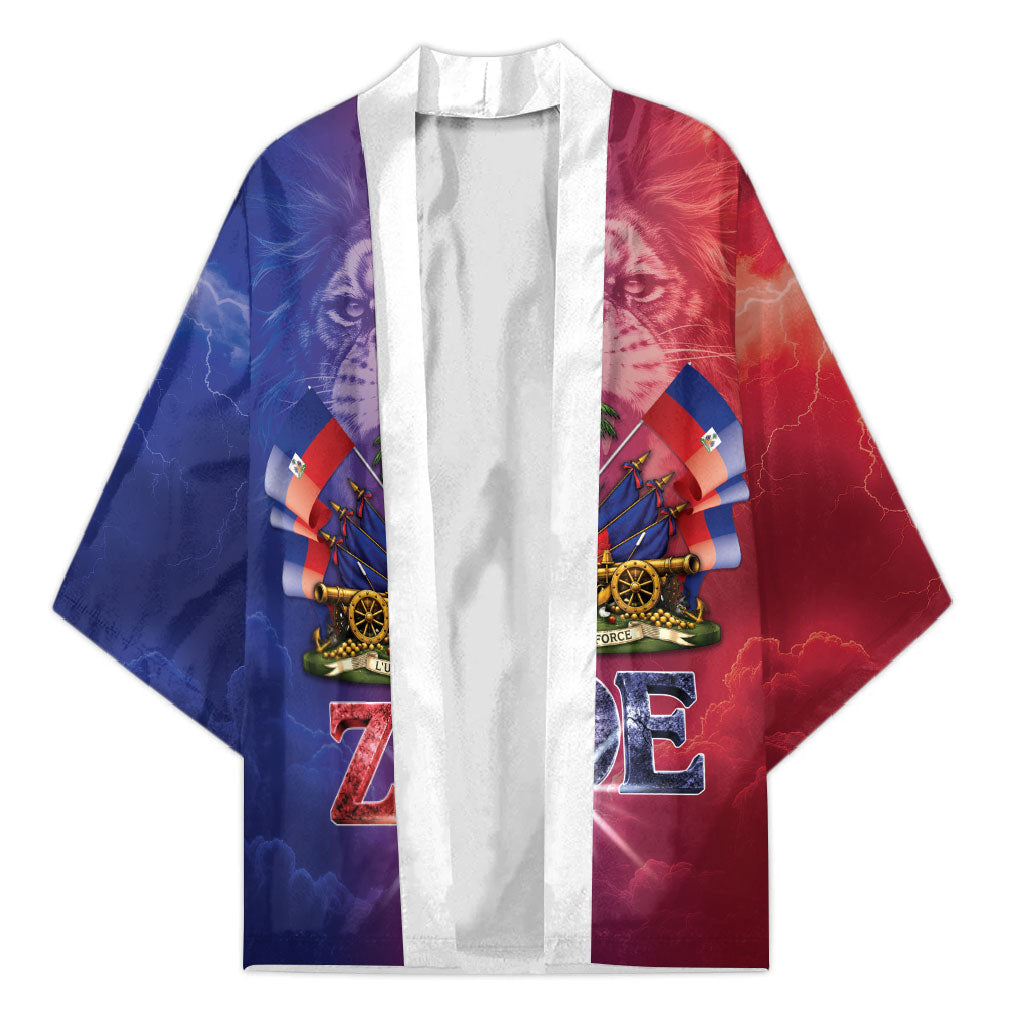 Haitian Zoe Kimono Roaring Lion With Coat Of Arms