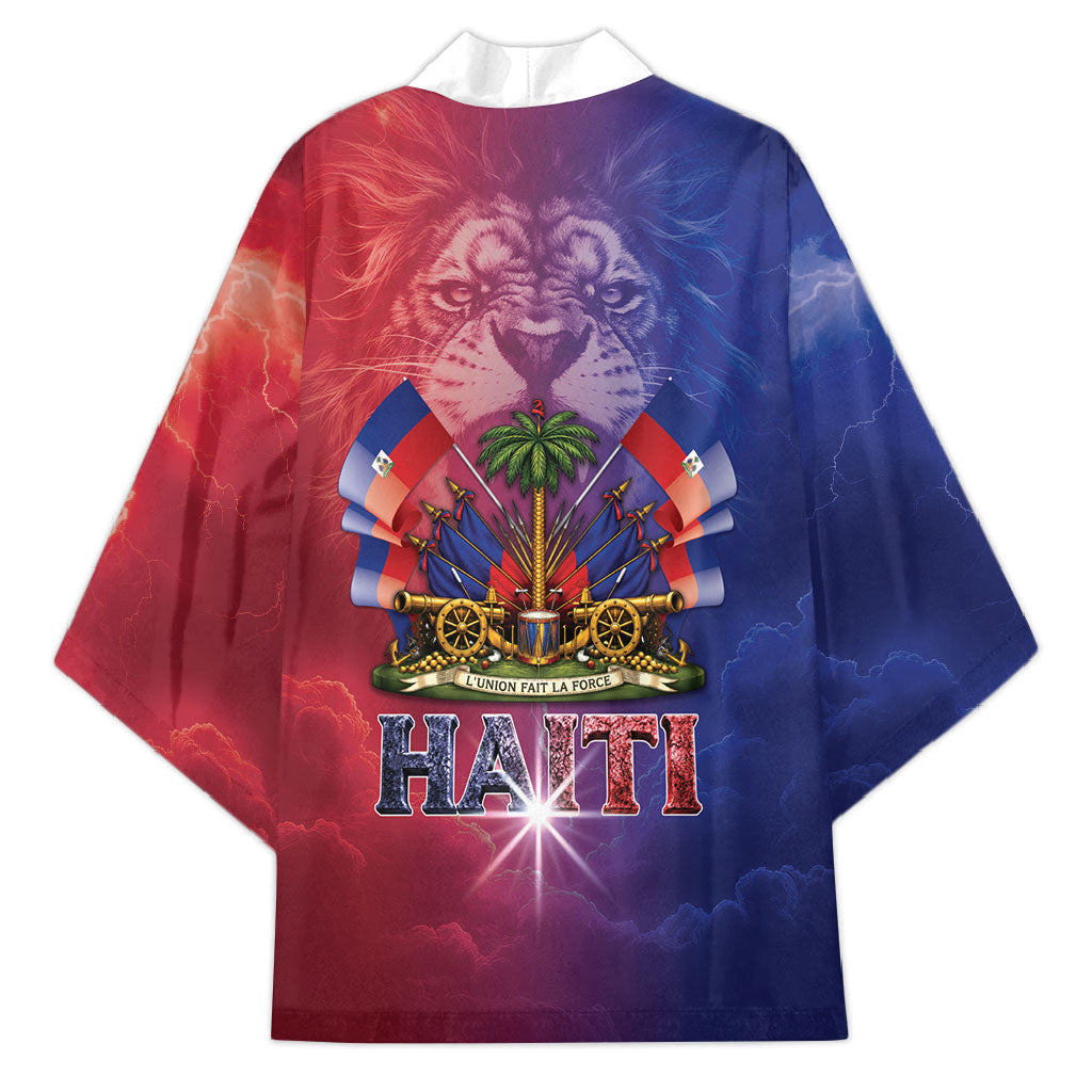 Haitian Zoe Kimono Roaring Lion With Coat Of Arms