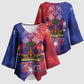 Haitian Zoe Kimono Sleeve Blouse Roaring Lion With Coat Of Arms