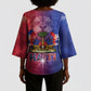 Haitian Zoe Kimono Sleeve Blouse Roaring Lion With Coat Of Arms