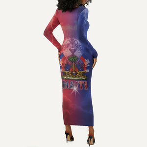 Haitian Zoe Long Sleeve Bodycon Dress Roaring Lion With Coat Of Arms