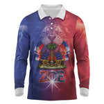 Haitian Zoe Long Sleeve Polo Shirt Roaring Lion With Coat Of Arms