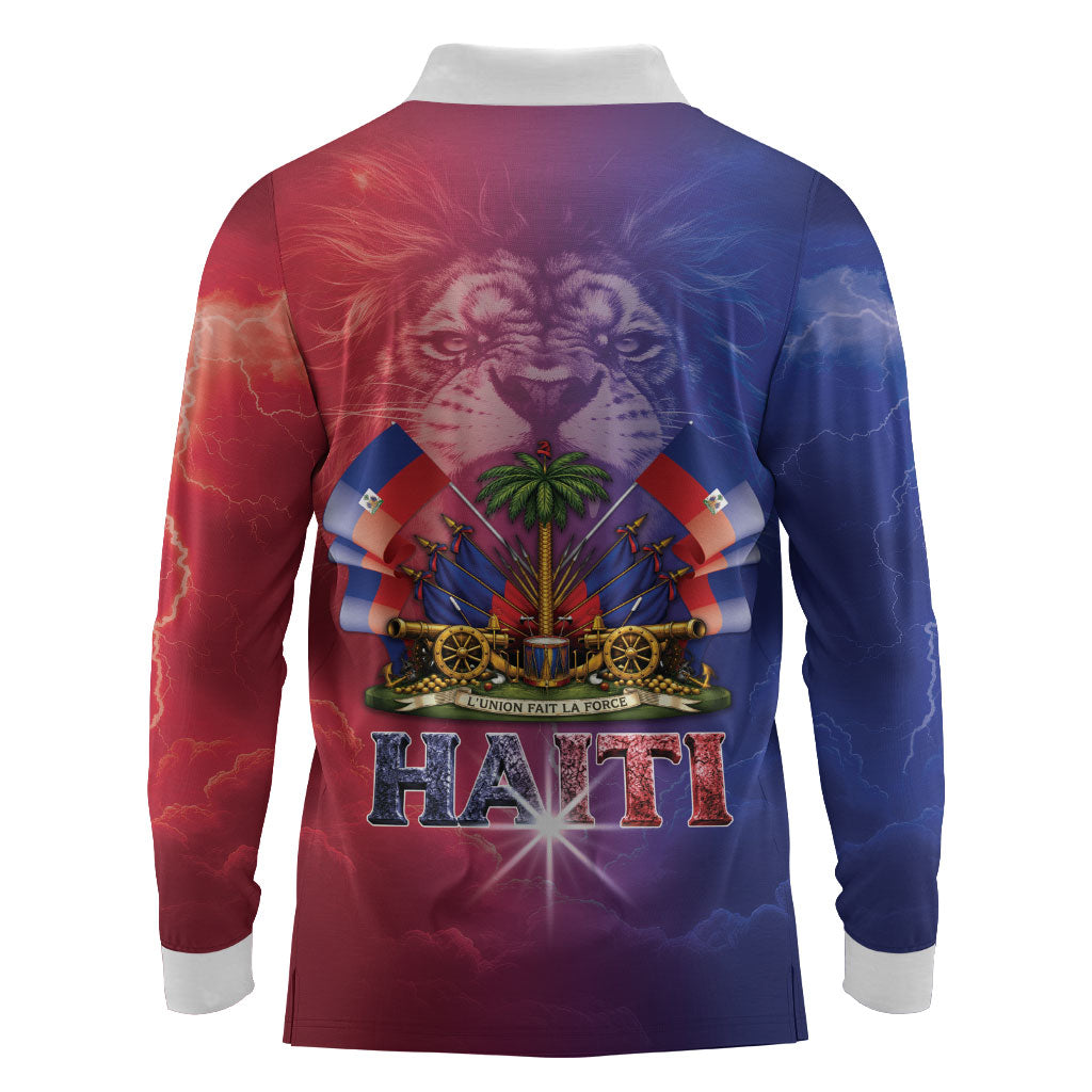 Haitian Zoe Long Sleeve Polo Shirt Roaring Lion With Coat Of Arms