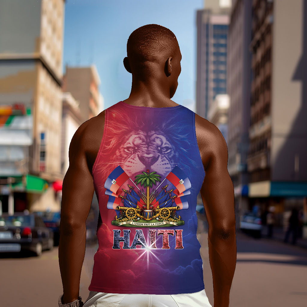 Haitian Zoe Men Tank Top Roaring Lion With Coat Of Arms