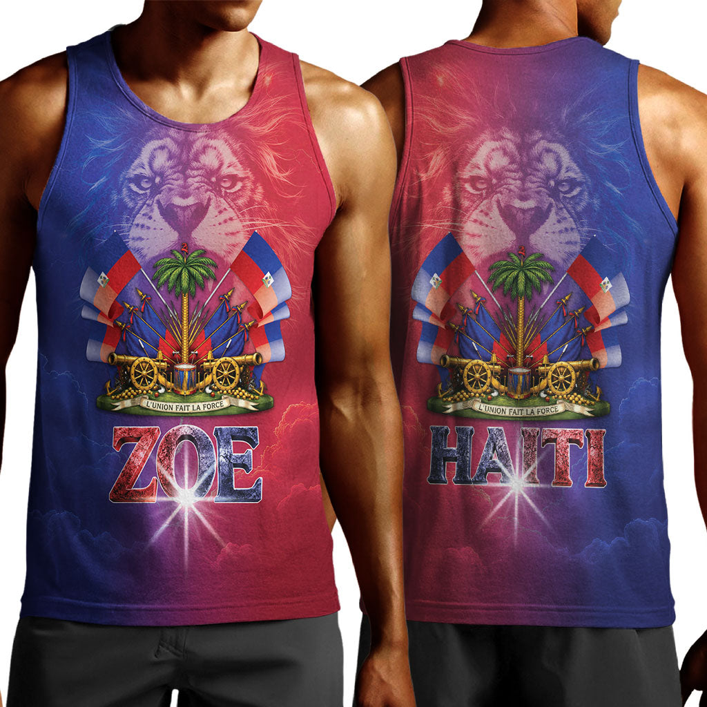 Haitian Zoe Men Tank Top Roaring Lion With Coat Of Arms