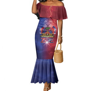 Haitian Zoe Mermaid Dress Roaring Lion With Coat Of Arms