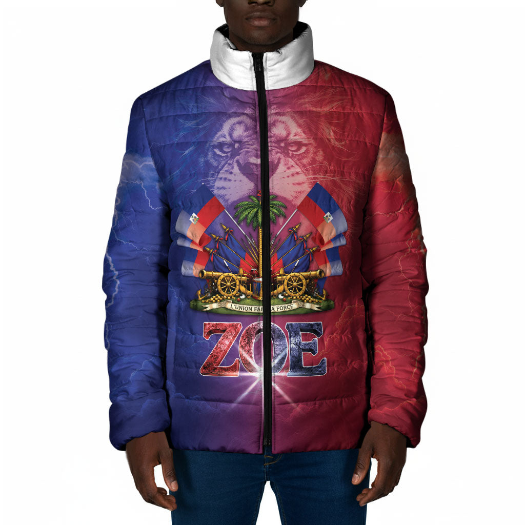 Haitian Zoe Padded Jacket Roaring Lion With Coat Of Arms