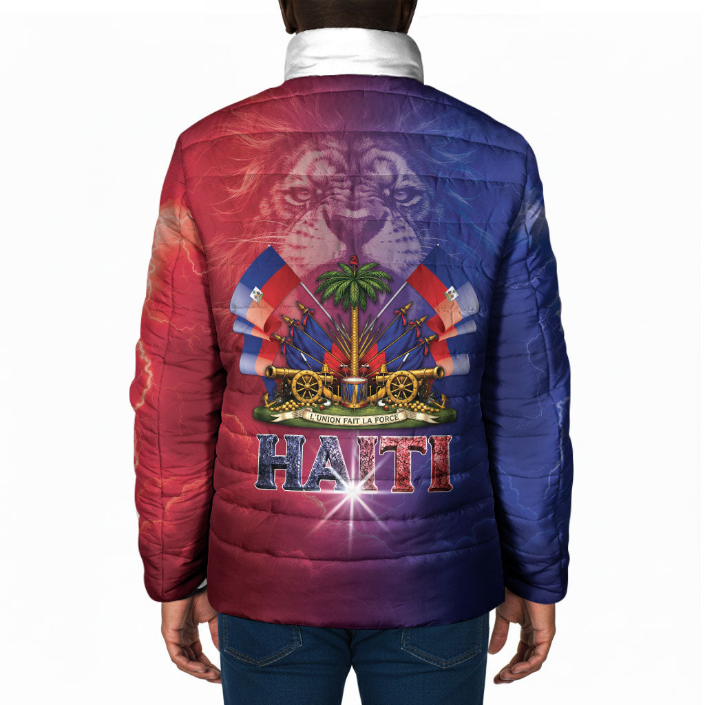 Haitian Zoe Padded Jacket Roaring Lion With Coat Of Arms
