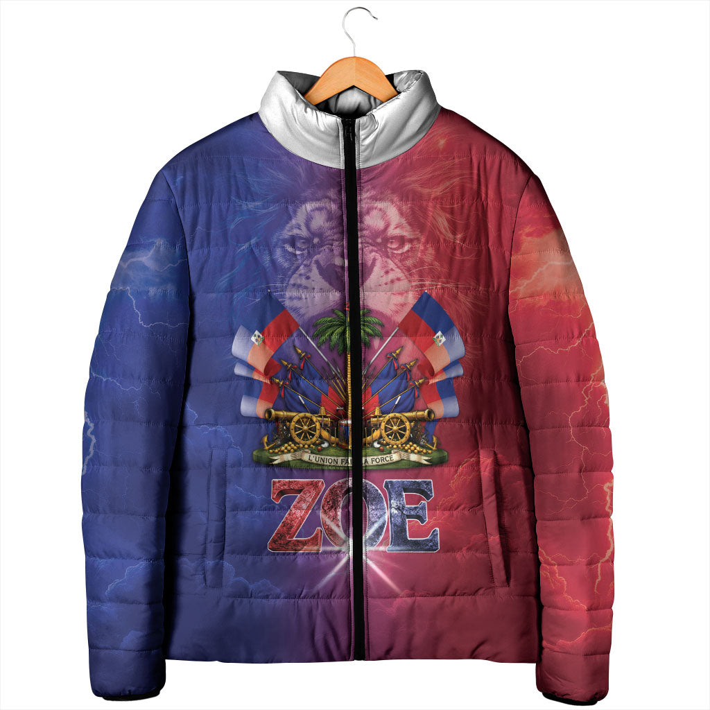 Haitian Zoe Padded Jacket Roaring Lion With Coat Of Arms