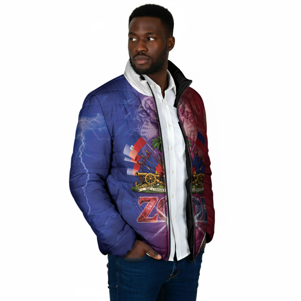 Haitian Zoe Padded Jacket Roaring Lion With Coat Of Arms