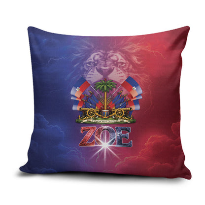 Haitian Zoe Pillow Cover Roaring Lion With Coat Of Arms