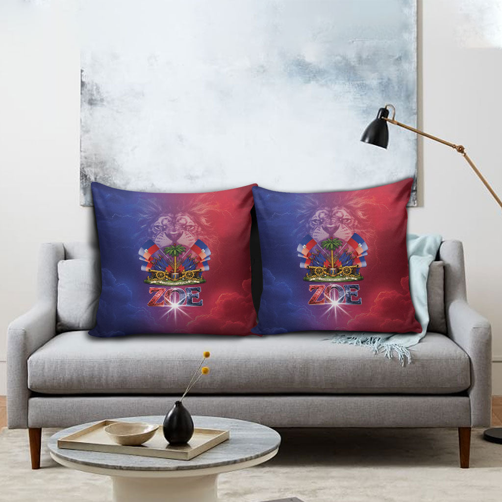 Haitian Zoe Pillow Cover Roaring Lion With Coat Of Arms