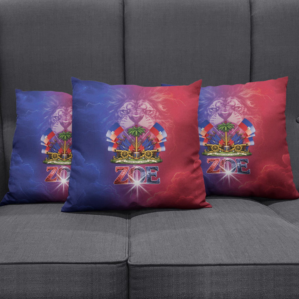Haitian Zoe Pillow Cover Roaring Lion With Coat Of Arms