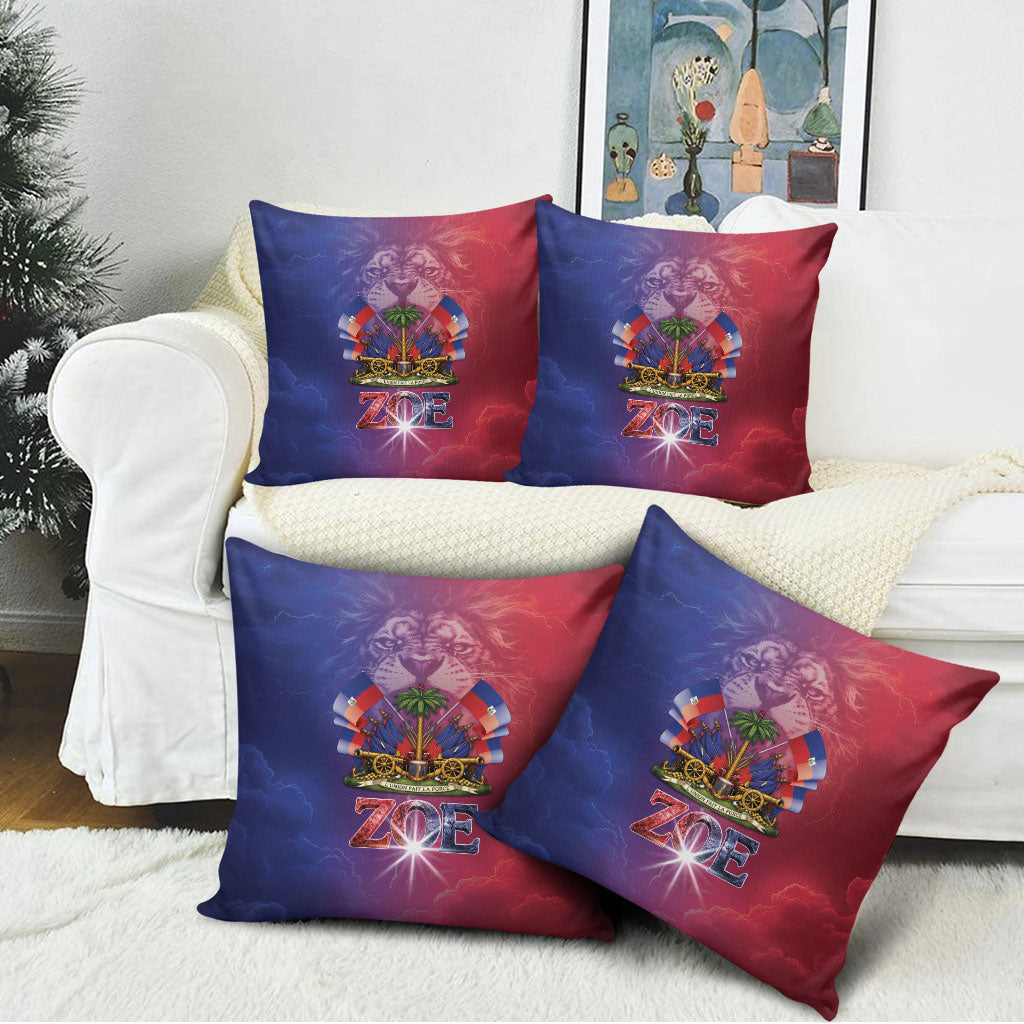 Haitian Zoe Pillow Cover Roaring Lion With Coat Of Arms